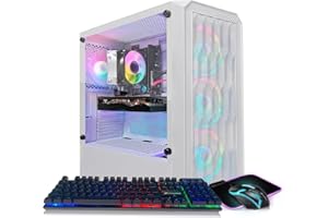STGAubron Gaming PC Desktop Computer, AMD Ryzen 3 3200G 3.6 GHz, Radeon RX 580 8G, 16G DDR4, 1T SSD, WiFi 6, BT 5.0, RGB Fan x 4, Windows 11 Home