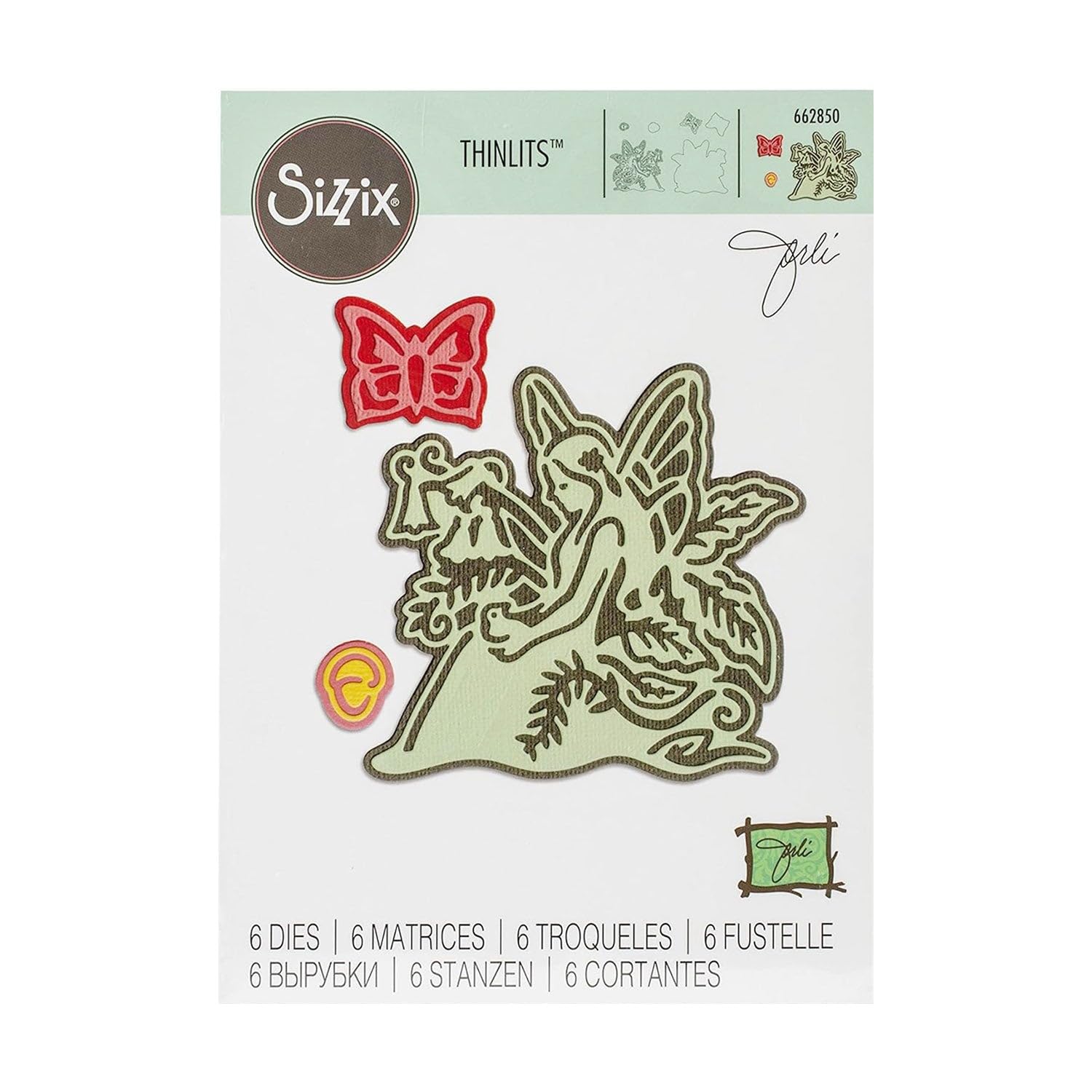 Sizzix Thinlits Die Set 6 Pack 662850 Mystical Jorli Perine, Fairy #3, One Size