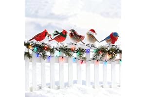 HUYIENO 5PCS Vibrant Metal Bird Decorations Christmas Fence Decor Colorful Garden Birds for Fences, Patio & Outdoor Decor for Christmas Ornament