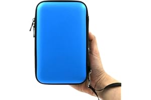 ADVcer 3DS Case, EVA Waterproof Hard Shield Protective Carrying Case with Detachable Hand Wrist Strap Compatible with Nintendo New 3DS XL, New 3DS, 3DS XL, 3DS, 3DS LL or 2DS XL or DSi, DS Lite (Blue)