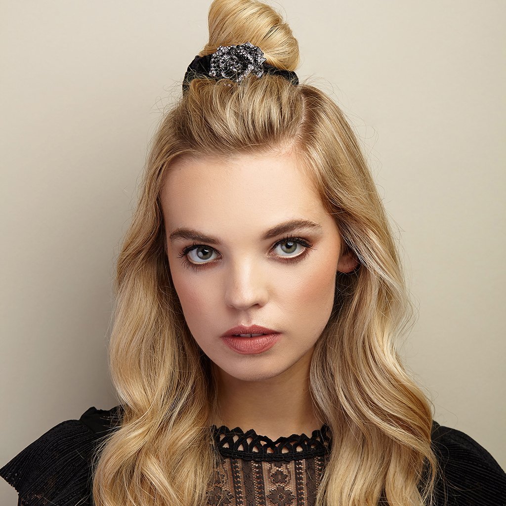 Buy Black Queenmee Diamante Scrunchie Crystal Hair Tie Rose Hair
