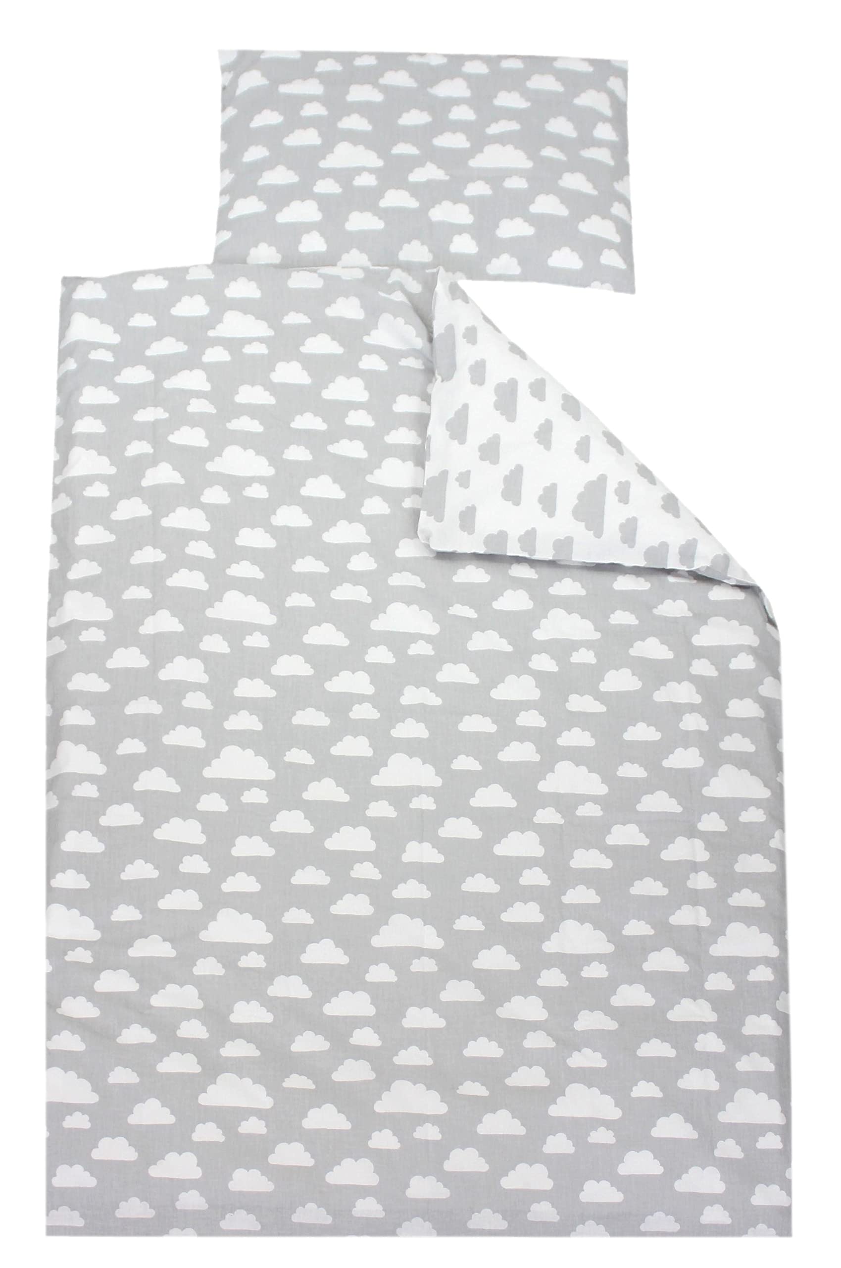 TupTam Children Bedding Set Duvet Cover Pillowcase Two-Sided, Clouds Gray, 120x90 cm