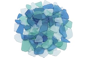 QYGL Sea Glass for Crafts - 14oz Frosted Seaglass Pieces - Vase Filler and Aquarium Ornament, DIY Craft Supplies for Art, Beach Weddings, and Home Decor (Blue, Aqua Green, White)
