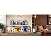 Vintage "Love You More" Metal Sign - 16" x 4" Rustic Farmhouse Wall Decor - Aluminum License Plate Style Street Sign for Home, Living Room, Bedroom, Above Door Decoration - Ships from USA（2PCS）