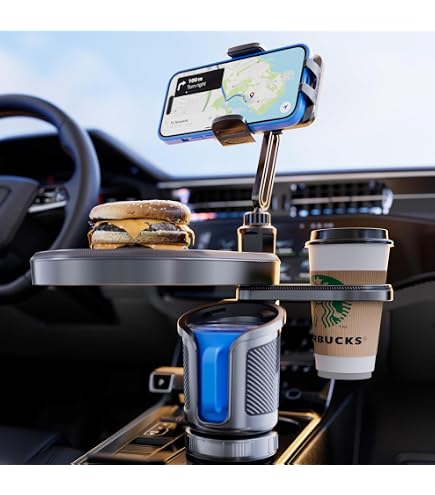 Porte Gobelet Voiture Plateau Porte-Gobelet De Voiture 5 En 1 - Support Téléphone Et Plateau Alimentaire Pivotant Support Telephone Porte Gobelet
