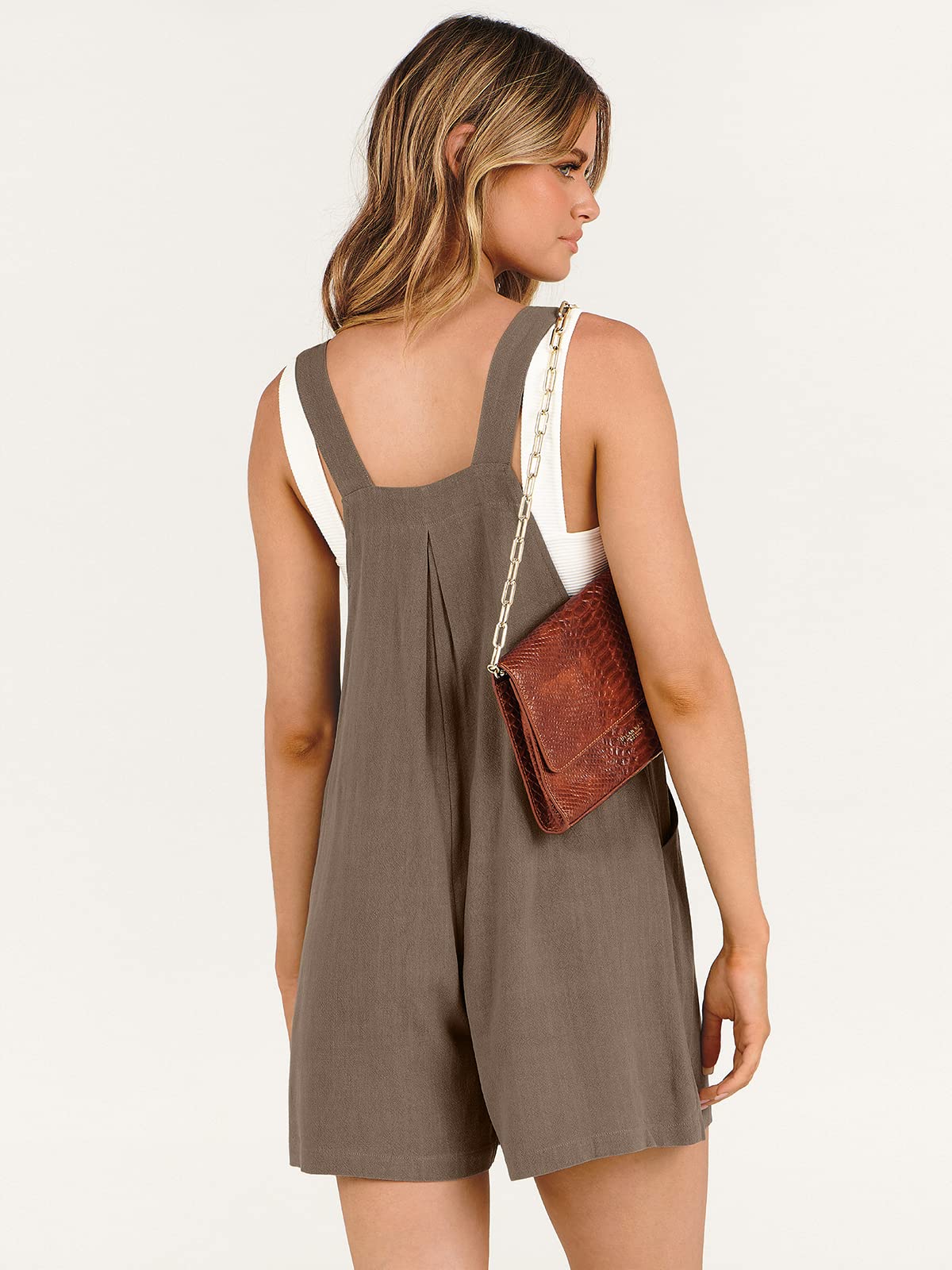 ANRABESS Women's Summer Casual Rompers Bib Short Overalls Loose Linen Jumpsuit Beach Outfits Travel Vacation Clothes