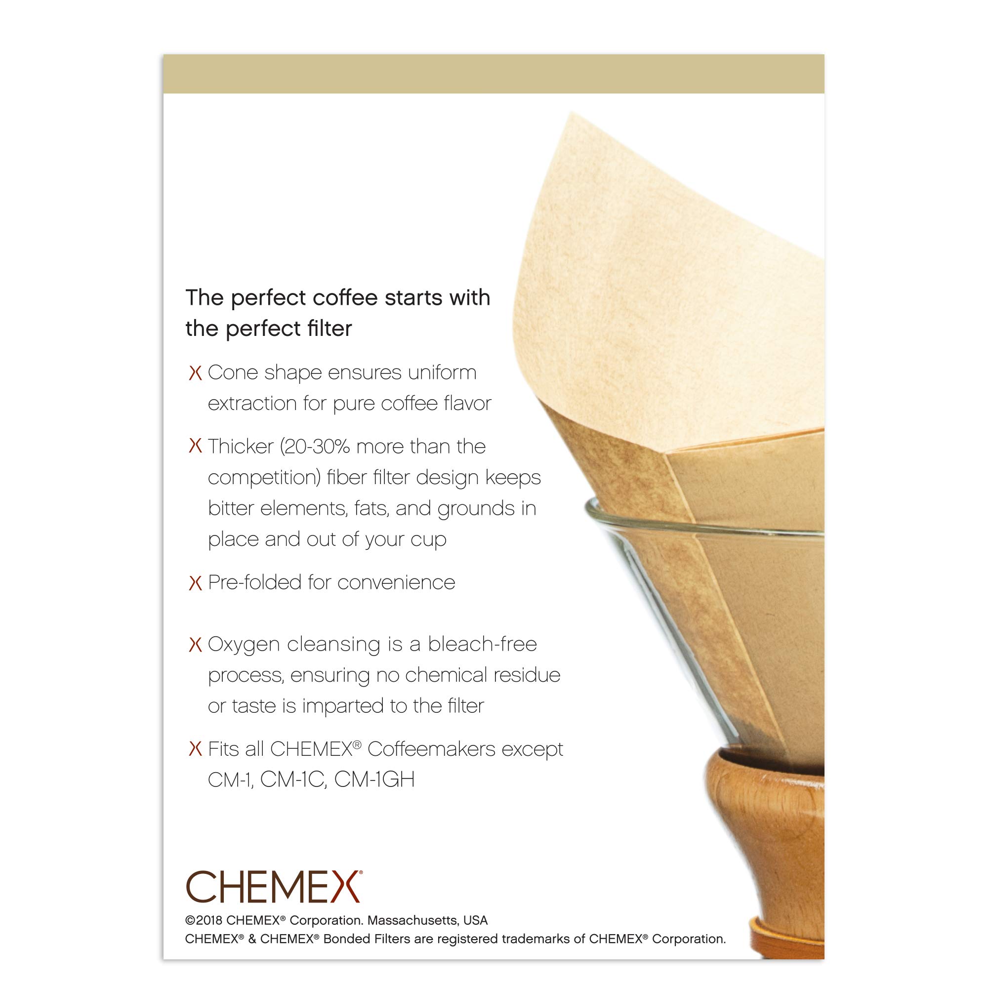 Chemex Bonded Filter - Natural Square - 100 ct - Exclusive Packaging