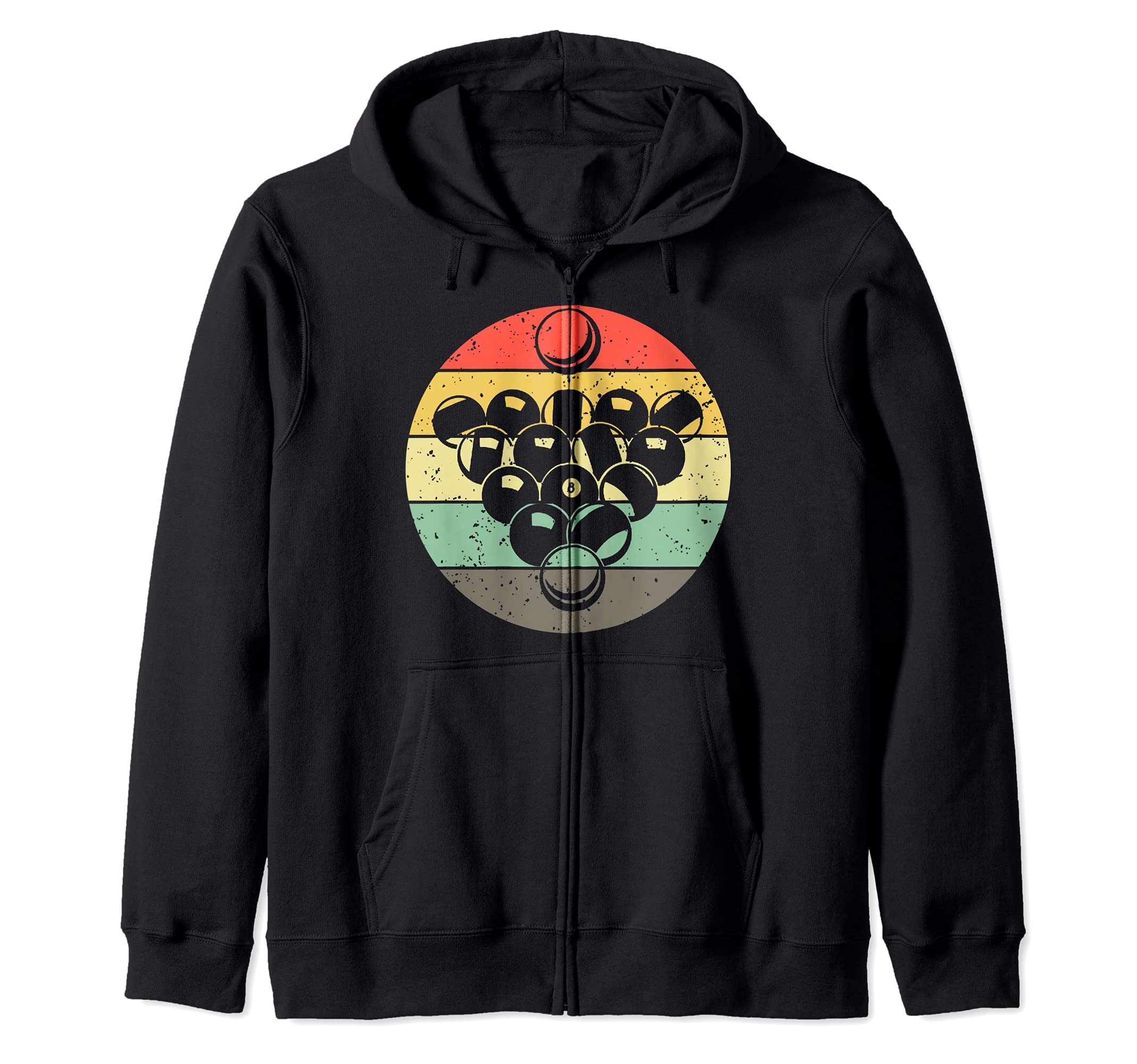 Billiard 8 Ball Pool Player Vintage Retro Sunset Zip Hoodie