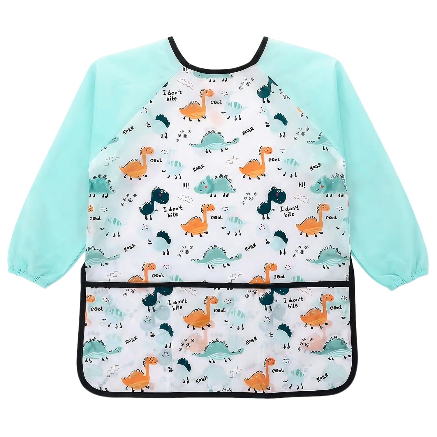 Kids Apron, Ages 3-8 Waterproof Children's Aprons Long Sleeve With Pocket for Painting, Cooking, Eating, Arts & Crafts (Light Blue)