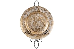 MyGift 9–13 Inch Wall Plate Hanger, Decorative Metal Scrollwork Plate Holder for Display, Wall Mounted Vertical Black Wire Pl