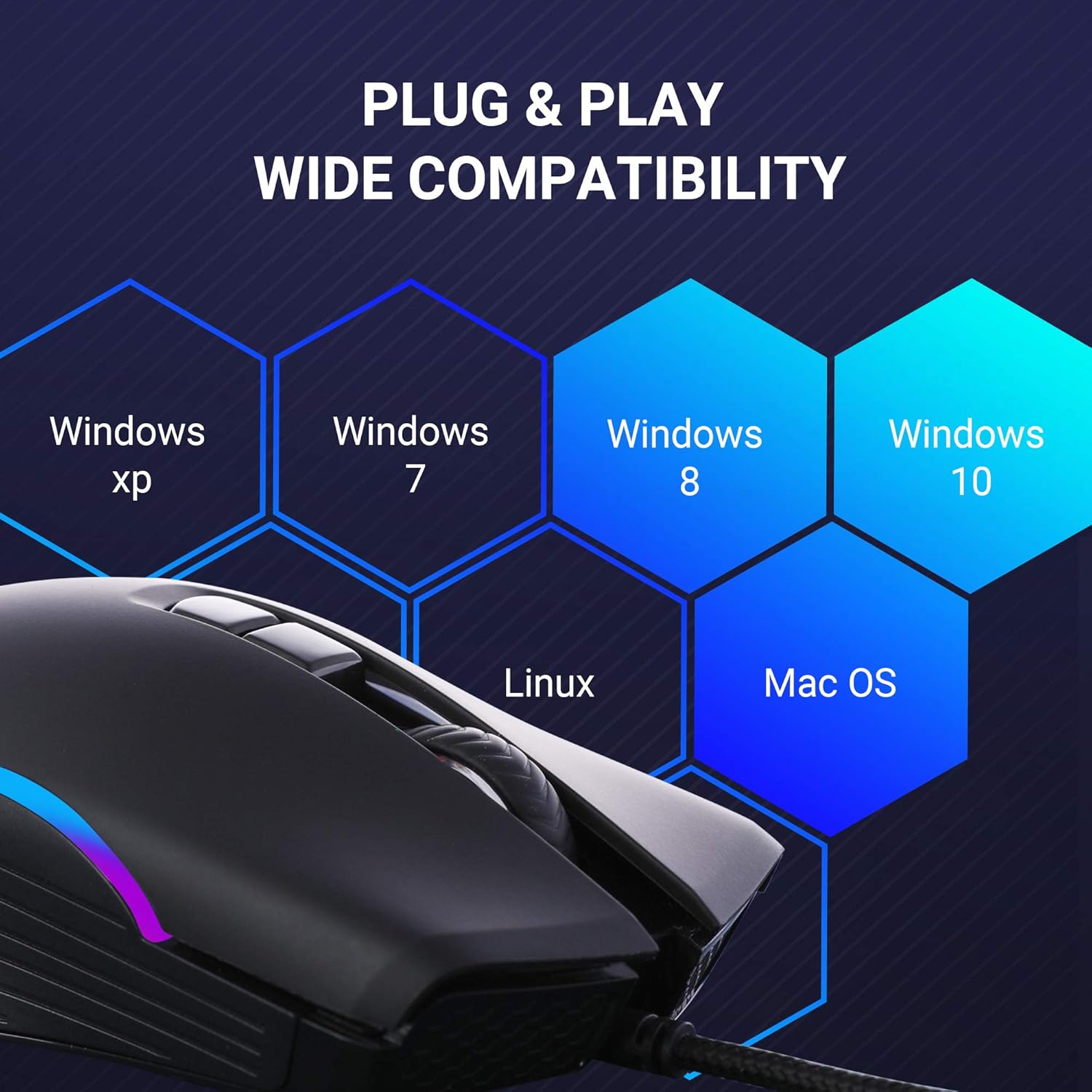 ABKONCORE AM6 Gaming Mouse with 4Dpi Levels (800, 1600, 2400, 3200), Programmable Buttons, Wired Ergonomic USB Computer Mouse for Gamer, Laptop, Chromebook, Mac (AM6): Electronics