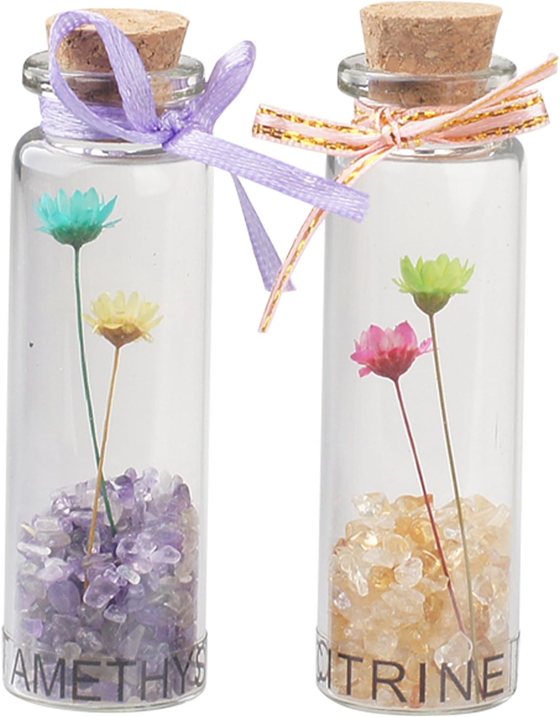 Lucky Birthstone Wishing Bottles Amulets Home Decor Gem Bottles Amethyst Citrine Stone Protection Amulets