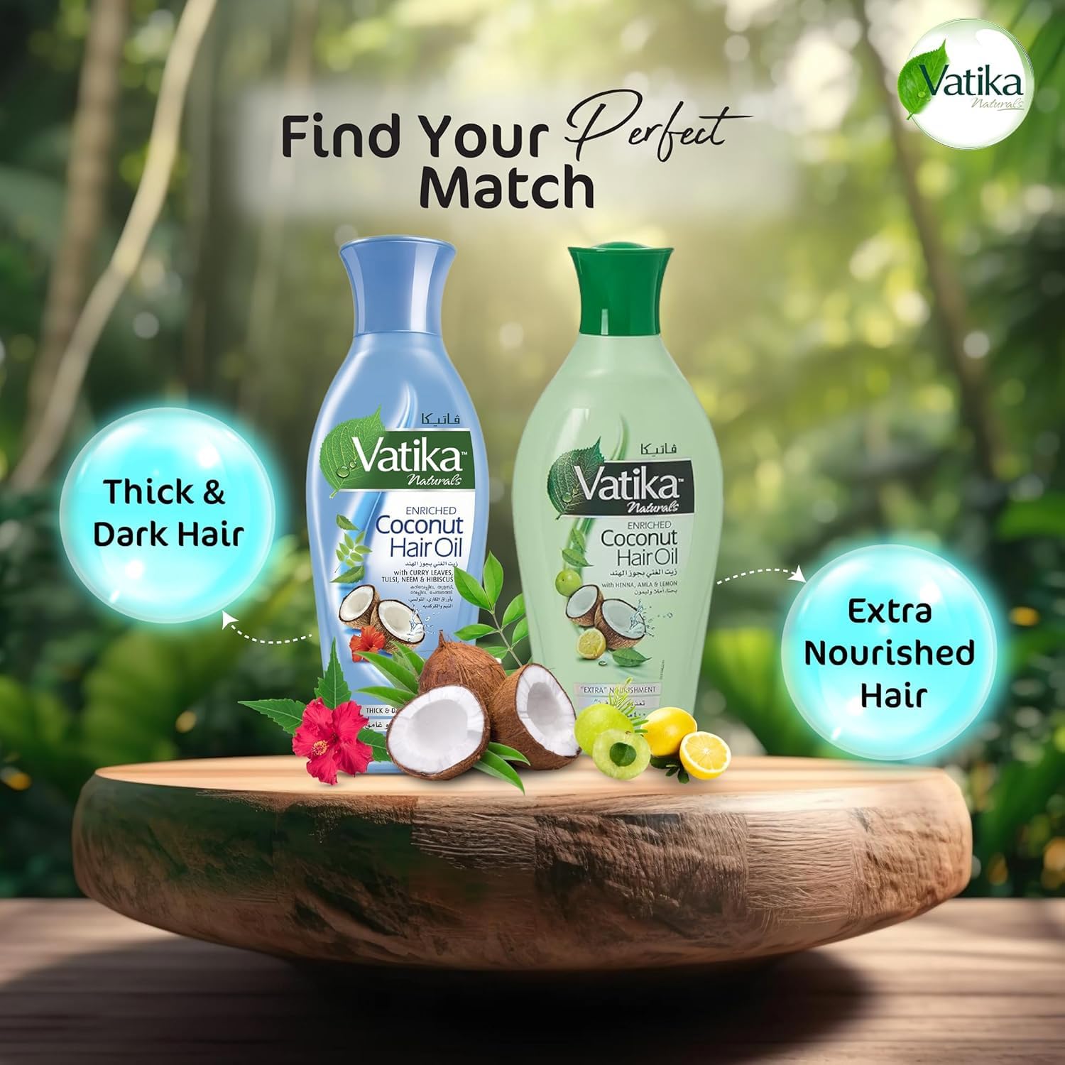 Dabur Vatika Naturals Coconut Hair Oil with Henna, Amla, Lemon & 5 Herbs - Nourish & Strengthen Hair & Scalp for Healthy & Radiant Hair for Kids, Women & Adults - 10.14 Fl Oz (Pack of 1)