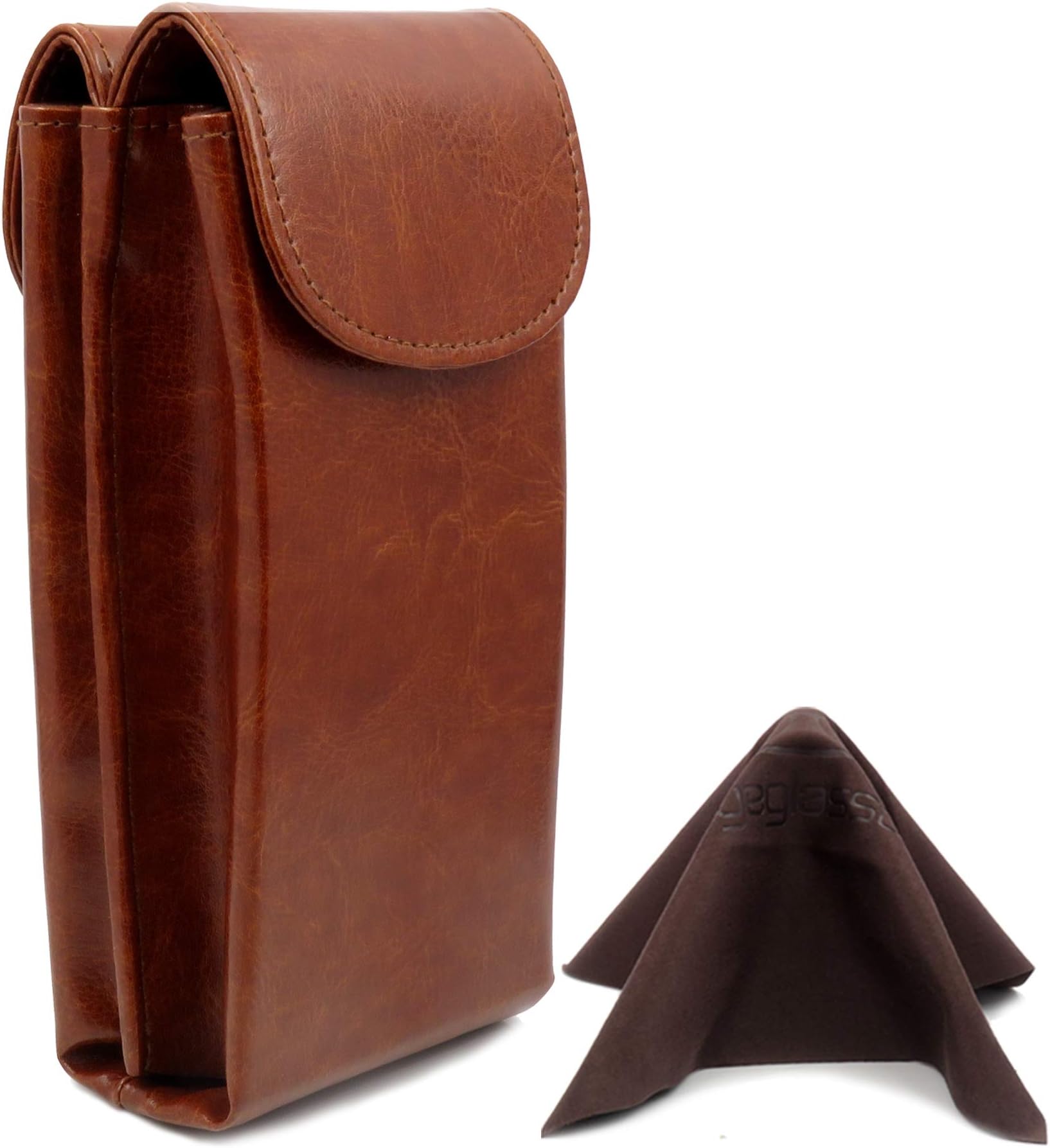 MyEyeglassCase Extra-Large Double Eyeglass Case Dual Pouch for Glasses & Sunglasses Semi Hard for two frames