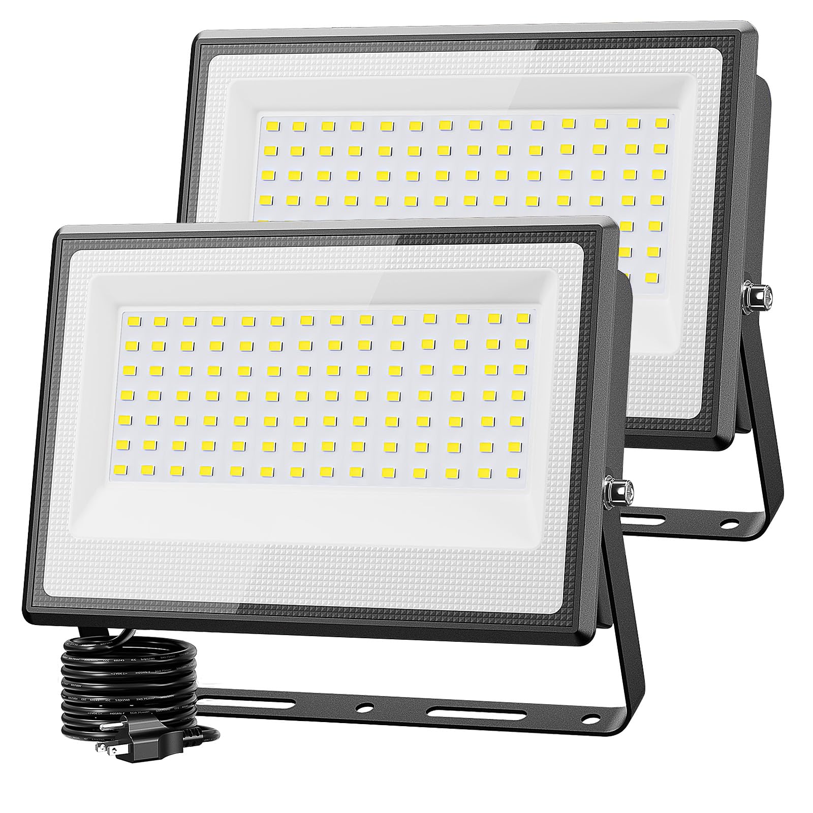 Photo 1 of Olafus 2 Pack 150W LED Flood Light Outdoor, 15000LM Super Bright Work Lights Plug in, 6500K, IP66 Waterproof Exterior Floodlight for Stadium Yard Barn