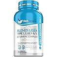 Multi Collagen Complex (Types 1 2 3 5 and 10) | Hydrolyzed Collagen Peptides | Collagen for Women & Men | Hair, Skin, Nails, Joint Support (with Turmeric) | 90 Capsules