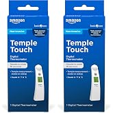 Amazon Basic Care Temple Touch Digital Thermometer, Instant Read, Easy to Use, Fast Accurate, White (Pack of 2)