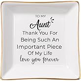 COZITED Aunt Gifts - Jewelry Dish Trinket Tray for Auntie Birthday, Christmas, Mother's Day & Valentines from Niece or Nephew