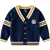 Yaopelky Boys Cardigan Sweater Button Up V Neck Knit Outerwear Long Sleeve Coat Embroidered Casual Jacket