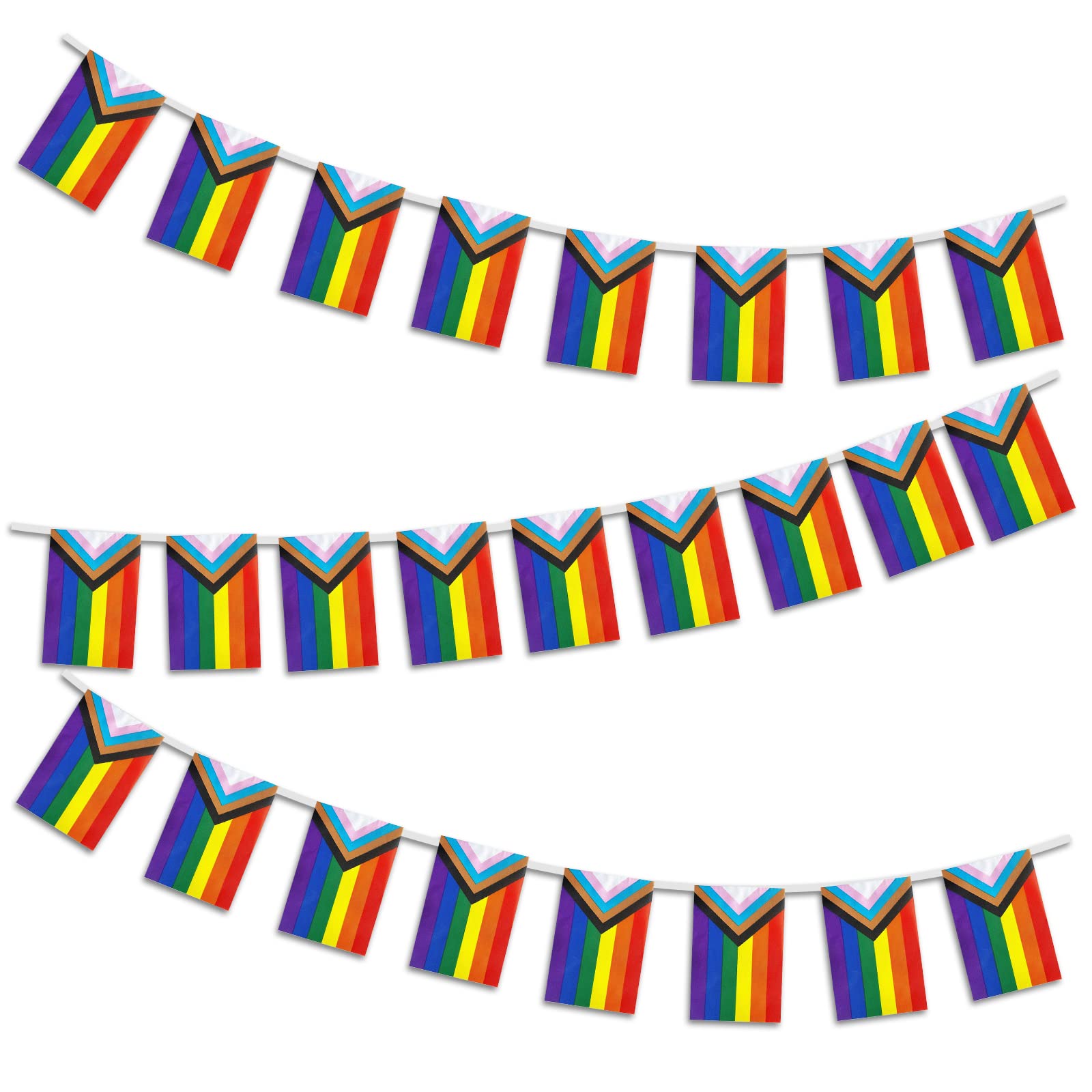 Pride Bunting Flags,Progress Pride Decorations Bunting,8.5m Rainbow Banner with 25 LGBT Flags as Gay Pride accessories on Indoor/Outdoor LGBT Festival Party Celebration Carnival Home Bars