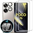 Suttkue for Xiaomi Poco F6 5G Screen Protector with Camera Lens Protector, 9H Hardness Anti-Scratch Tempered Glass flim, Case Friendly, Anti-Fingerprint,Anti-Scratch (2+2 PACK)