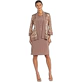 R&M Richards Womens Formal Sequined Jacket Dress