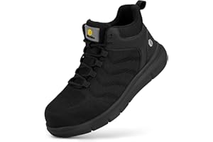 FitVille Safety Shoes for Men Steel Toe Shoes Wide Work Boots for Men Anti-Puncture Proof & Anti-Smash Slip Resistant Safety 