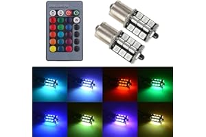 1797 1156 LED RGB Bulb Amber White Red Multicolor 16 Color Changing Brake Lights Turn Signal Reverse Tail Bright Strobe Car Trunk Remote Control Switch Kit Error Free Plug 12V 5050SMD Replacement