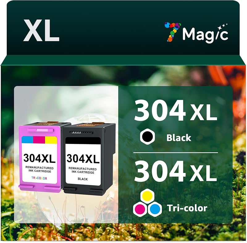 7Magic 304XL Ink Cartridges Combo Black Tri-Colour Remanufactured for HP Envy