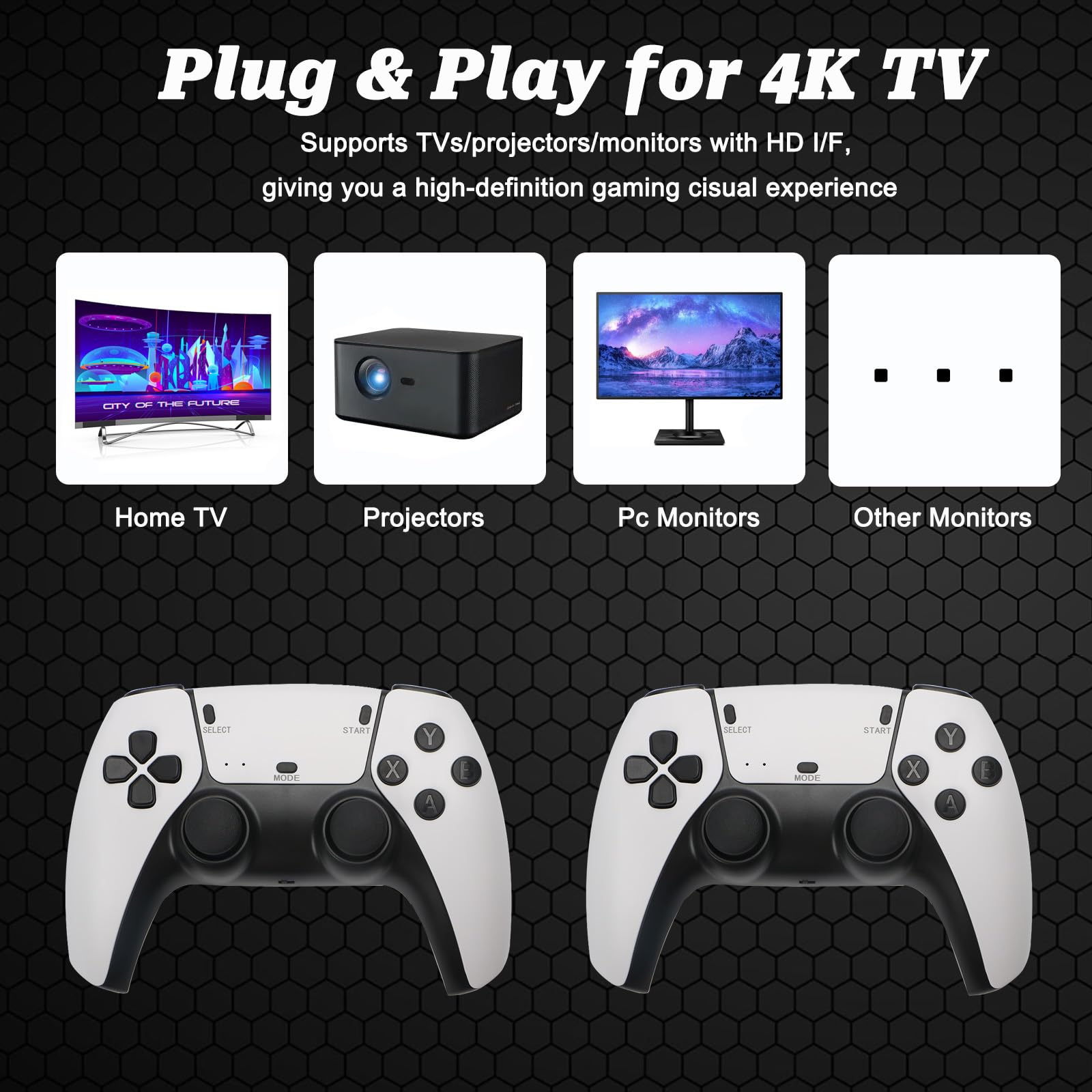 Hikonia Retro Game Console with 20000 Games,Plug & Play Video Game Console 18 Emulators Classic Games,4K HDMI Output for TV,Dual Controllers Birthday Gifts for Boys & Girls 64G