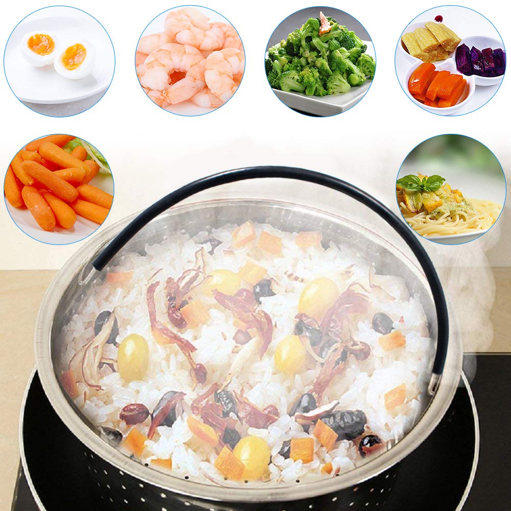 Steamer Basket For Instant Pot Accessories 6 or 8 qt, Fits Instant Pot Pressure Cooker/Ultra With Silicone Handle and Non-Slip Legs, 304 Stainless Steel Strainer for Vegetables, Fruits, Meats