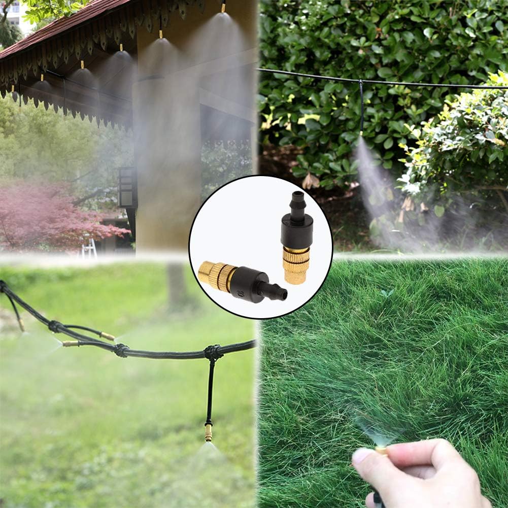 BETOY 15pcs Brass Spray Nozzle, 4/7mm Adjustable Sprinkler, Garden Lawn Atomizer, Quick Connect, Black with Golden - Image 5