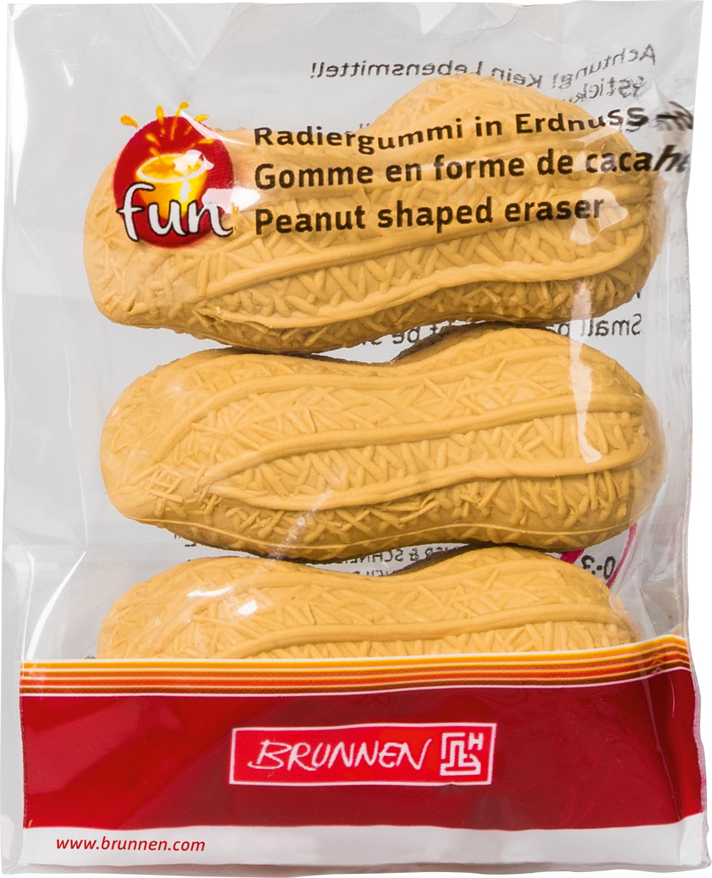 Brunnen Fun Collection 102988601 Peanut Eraser (4 x 1.5 cm) Set of 3