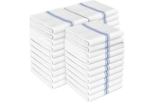 Zeppoli Classic Dish Towels - 30 Pack - 14" by 25" - 100% Cotton Kitchen Towels - Reusable Bulk Cleaning Cloths - Blue Hand Towels - Super Absorbent - Machine Washable