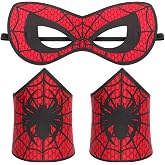 PPER-Jie Spider Mask for Kids Halloween Spider Costume Masks with Wristbands for Boys Party Cosplay, Medium, Red &amp; Black