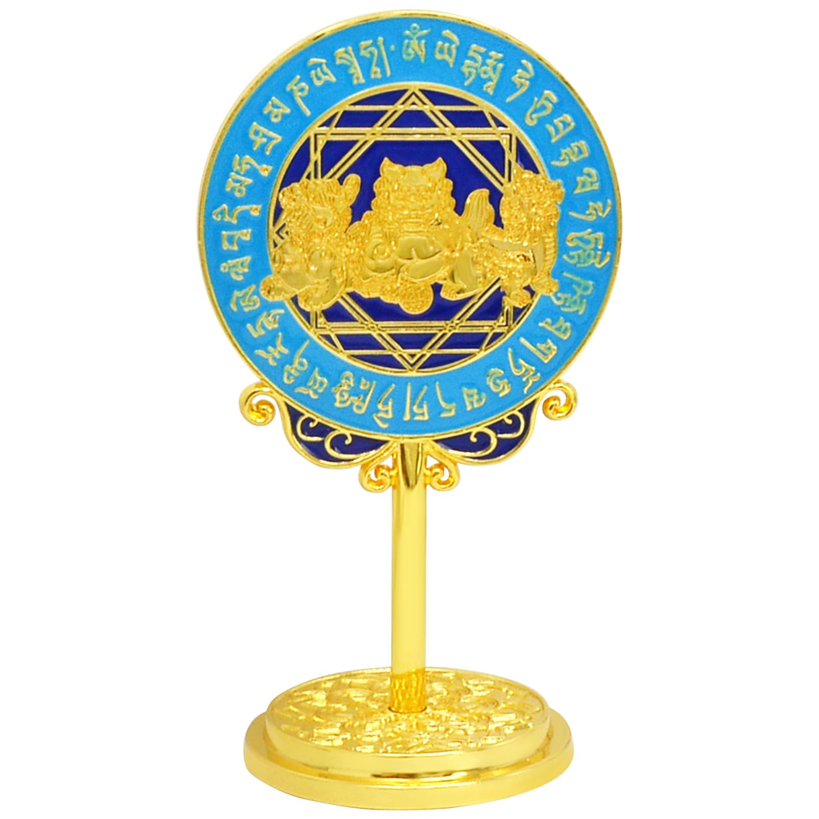 Juanxian 2024 Feng Shui Three Celestial Guardians Mirror With Chakra Protection Wheel，8 * 8 * 14.5cm， w5461