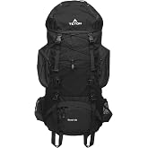 Teton 55L Scout Internal Frame Backpack for Hiking, Camping, Backpacking, Travel, Rain Cover Included, Black