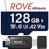ROVE Ultimate Micro SD Card microSDXC 128GB Memory Card with USB 3.2 Type C Card Reader 170MB/s C10, U3, V30, 4K, A2 for Dash
