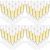 Chengu 150 Pcs Champagne Flutes 5 Oz Plastic Disposable Champagne Flutes Crystal Wine Glasses Reusable Plastic Cocktail Cups for Wedding Celebration Birthday Party Toasting Drinking (Clear)