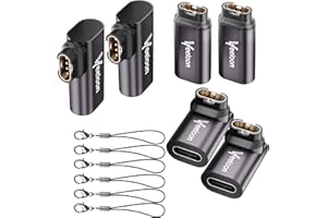 Veeloon Straight&Angled USB-C Charger Adapter for Garmin Watch (6 Pack), C to Garmin Cable Converter with Anti-Lost Lanyard, Safe Fast Charging for for Fenix,Forerunner,Instinct,Venu,Epix,Tactix,Swim
