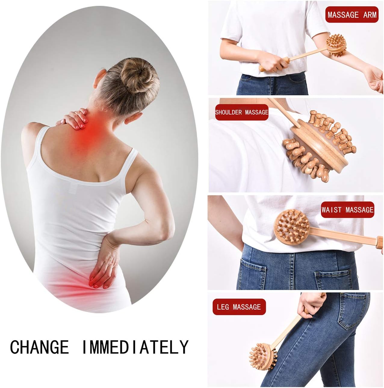 Massage Knock Hammer, KedeLak Bamboo Massage Stick Health Meridian Massage Hammer Back Knock Multifunctional Health-Preserving Body Relaxation Massager Manual Self Muscle Massage Upgrade: Health & Personal Care