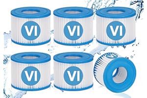 LVJUSEN Type VI Hot Tub Filter Replacement Compatible with Coleman SaluSpa 90352E/58323E/58323, Bestway, Lay-Z-Spa Pool Pump-6 Pack