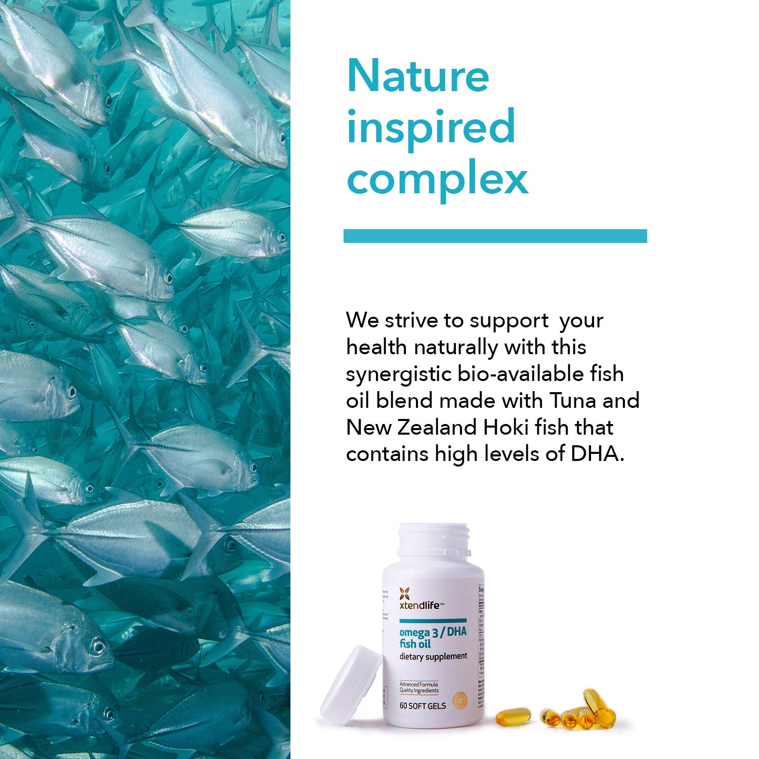 XtendLife Omega 3/DHA Fish Oil, Exclusive Formula, 100 Pure Natural
