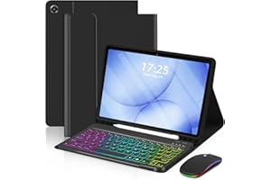 EAMPANG Case with Keyboard Mouse for Samsung Galaxy Tab A11 Plus/A9 Plus 2025/2023 11 inch,7 Color Rainbow Backlight Detachab