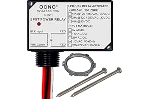 OONO AC 120V SPST 20Amp 250Vac/30Vdc Power Relay Module, Plastic Enclosure and Pre-Wired