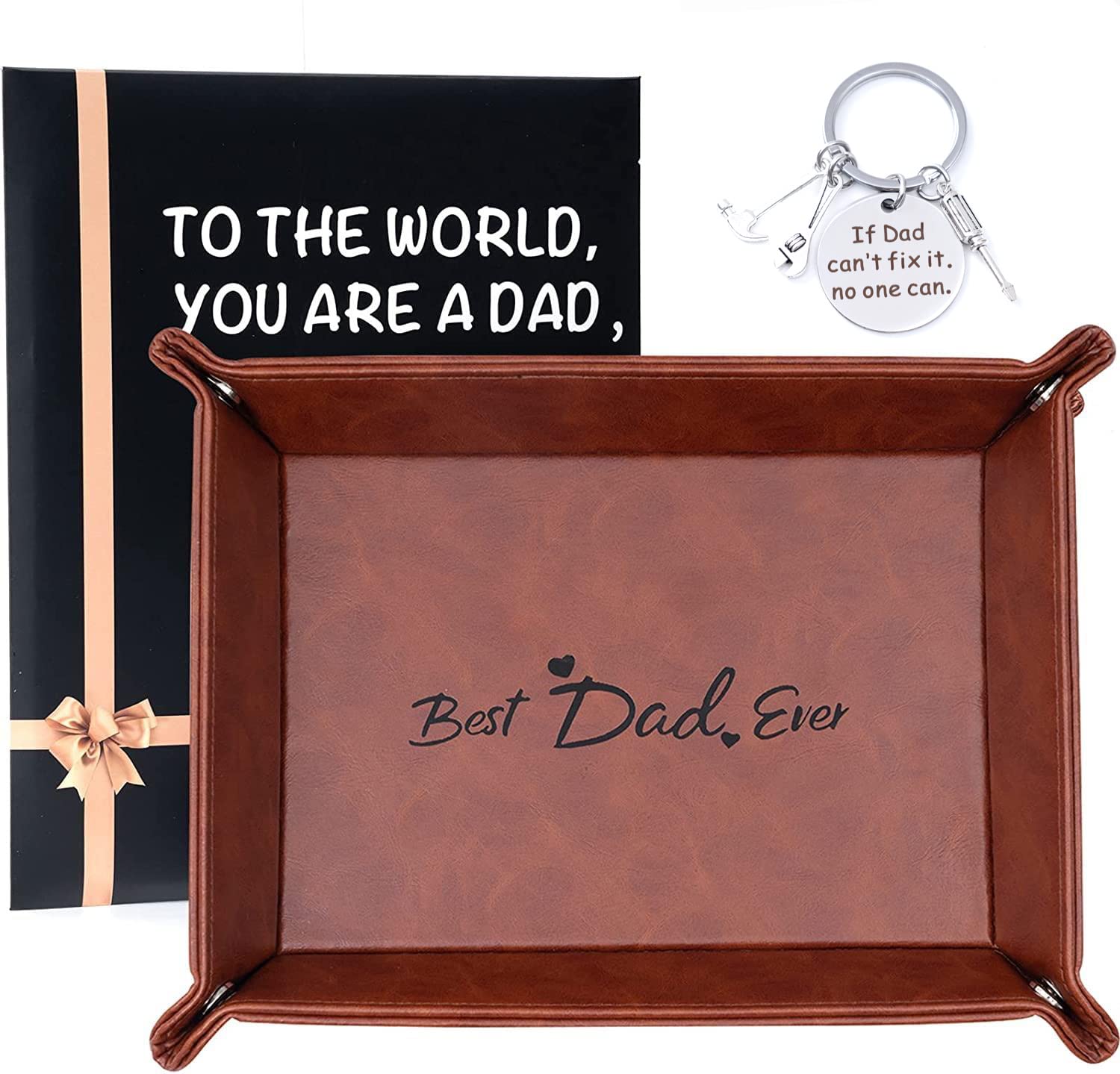 Birthday Gifts for Daddy from Daughter Son, Fathday's Day Presents from Daughter Son,Best Dad Ever Gifts for Dads Birthday PU Leather Tray,