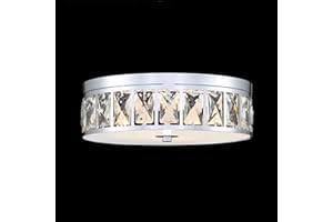 CJY CHENJINYAN LED 20W 3000K/4000K/5000K Farmhouse 11" Crystal Drum Close to Ceiling Light Fixtures,Polished Nickel Finish for Living Dining Room Bedroom Kitchen Island Hallway