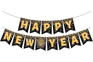 70 YEARS LOVED Happy New Year Banner 2026 | Black Happy New Year Decorations 2026 Banner | Hanging Bunting for New Year's Eve Party Supplier Decorations| New Years Eve Party Supplies 2026