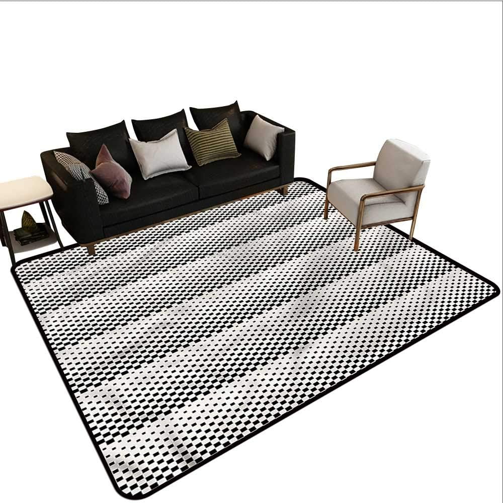 Geometric, Large Floor Mats for Living Room 36"x 60" Sparsed Squares Halftone Rugs