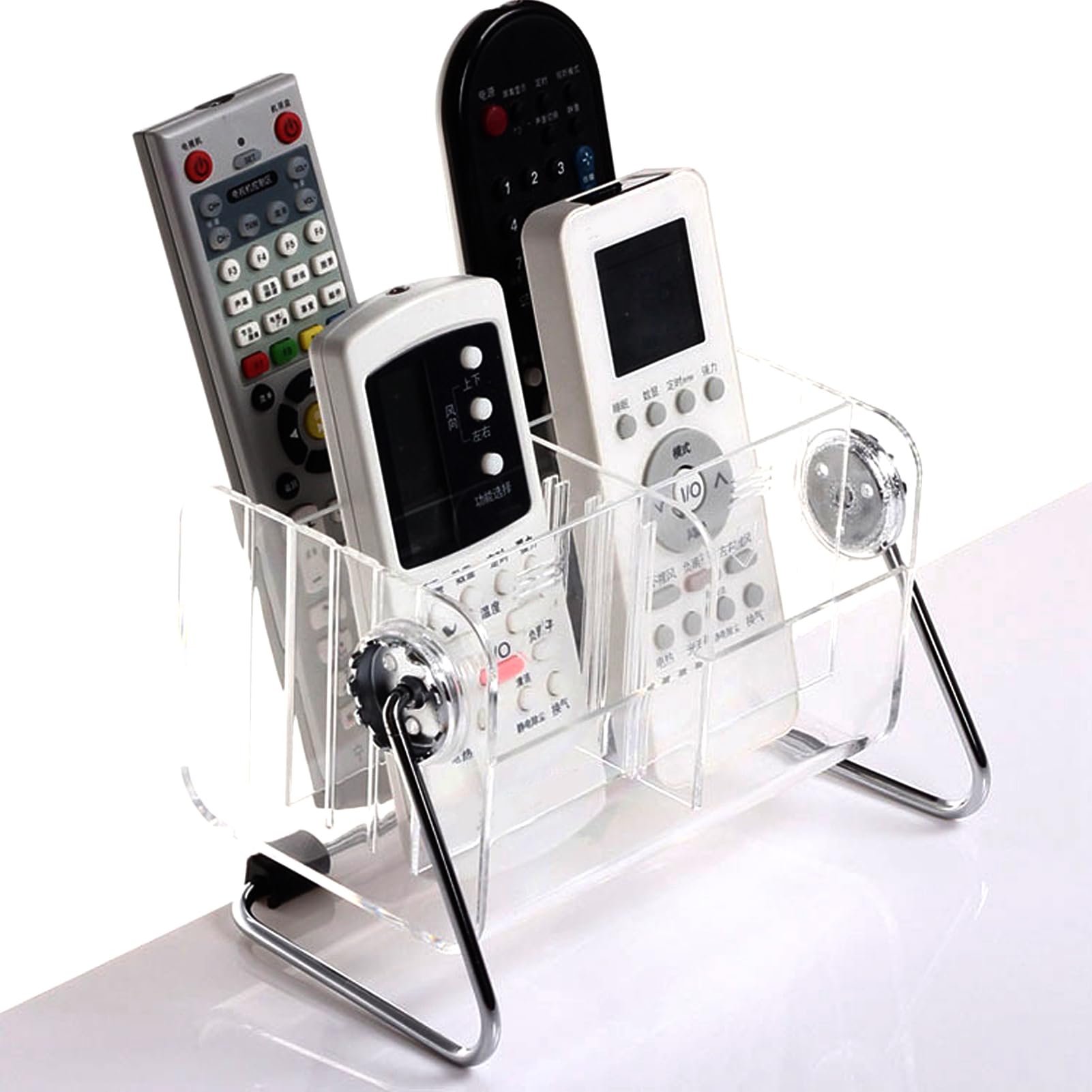 flexman Table Clear Remote Control Holder, 360 Degree Rotatable Small TV Remote Control Holder, Clear Remote Control Holder Organizer, Telephone and Stationary Holder